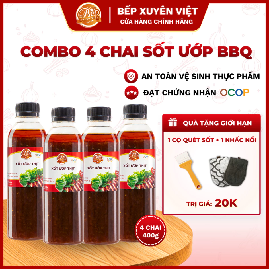 [HỎA TỐC] Combo Sốt ướp nướng thịt BBQ nướng & chấm dành cho heo, bò, gà 400g ướp 1-2kg tiện lợi