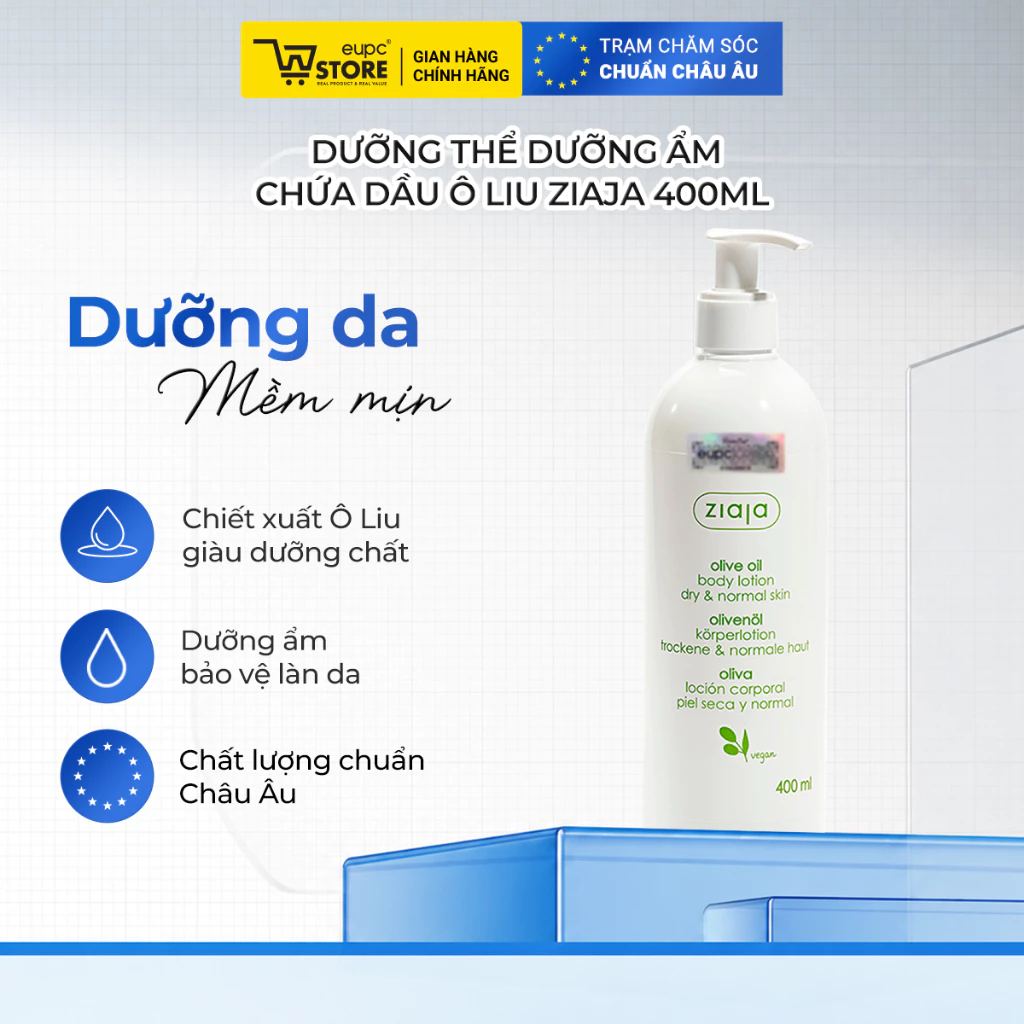 Dưỡng thể dưỡng ẩm Ziaja Olive Oil Body Lotion 400ml - Dưỡng da khoá ẩm, giúp da mềm mại, mịn màng