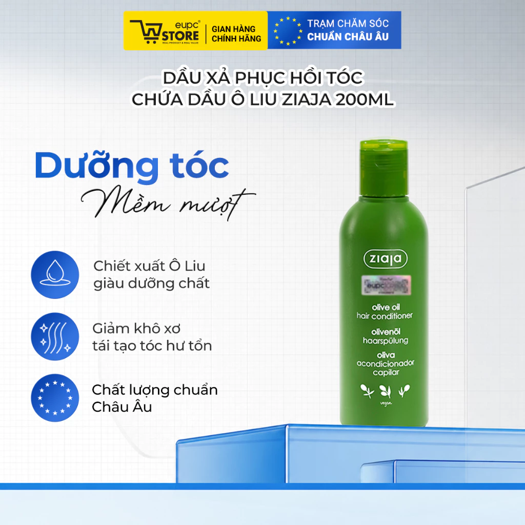 Dầu xả phục hồi tóc hư tổn Ziaja Olive Oil Hair Conditioner 200ml - Dưỡng tóc mềm mại, bóng mượt