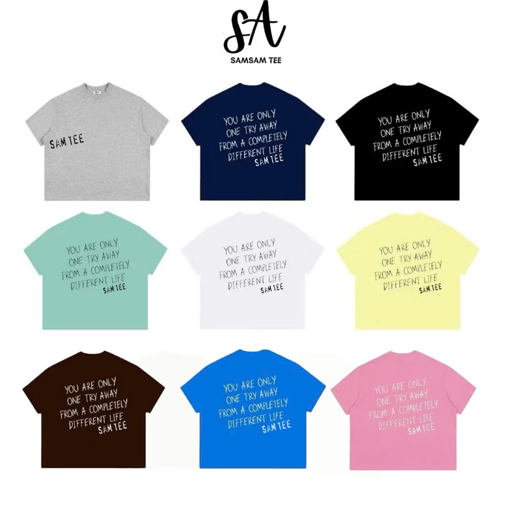 Sam.tee Áo Thun Boxy Tay Ngắn Cotton 250gsm "ON TRY AWAY" Áo Phông Forrm Rộng Unisex Nam Nữ