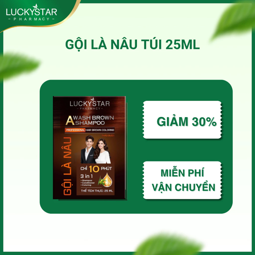 Gội Là Nâu Phủ Bạc Thảo Dược Cao Cấp Lucky Star 25ml