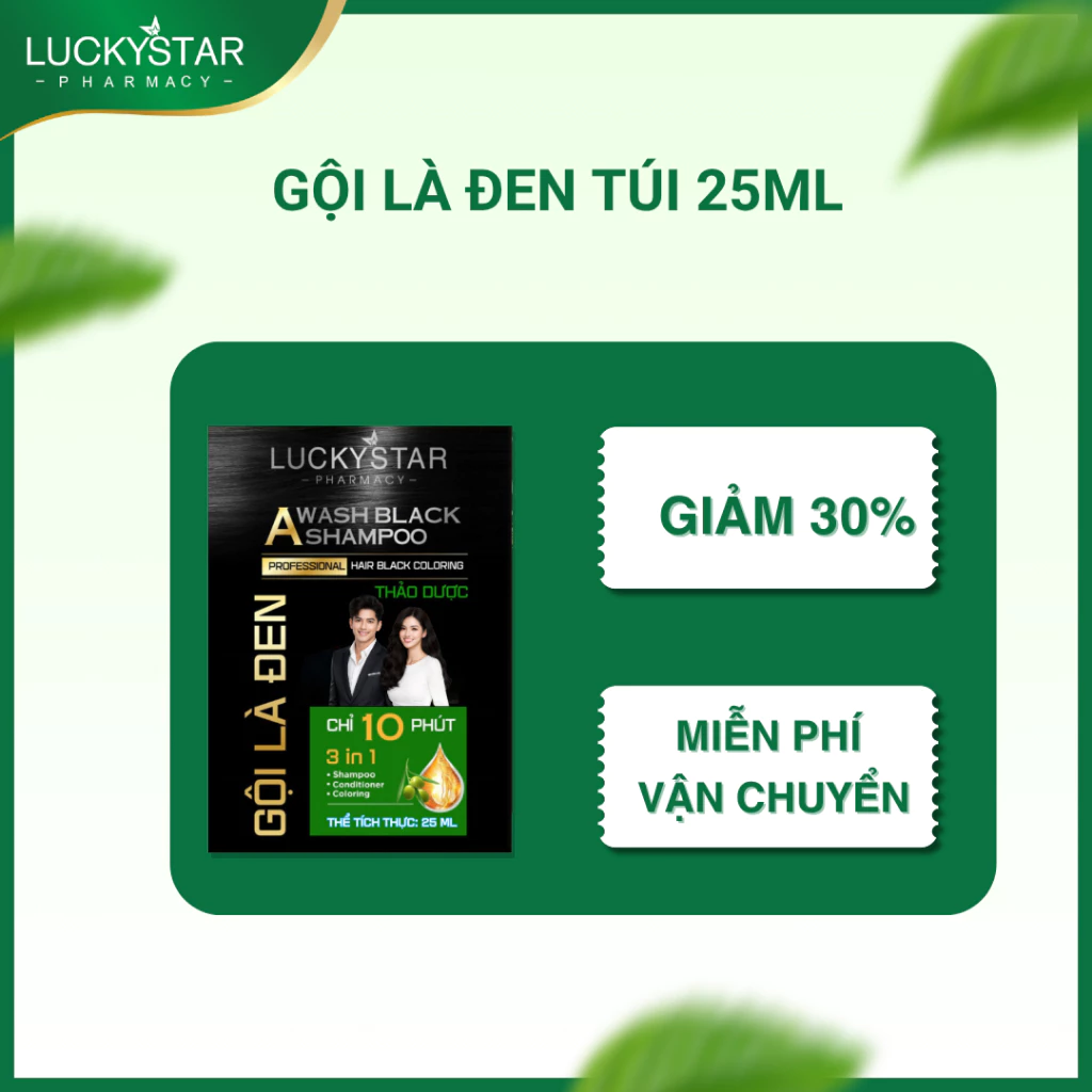 Gội Là Đen Phủ Bạc Thảo Dược Cao Cấp Lucky Star 25ml