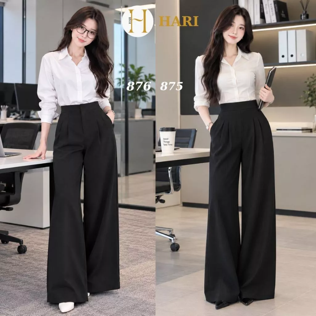 Quần tây ống rộng Hari dáng dài tôn dáng dễ phối đồ