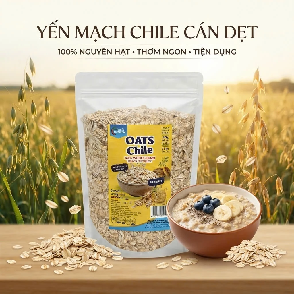 Túi 1 Kg Yến Mạch Chile Cán Dẹt FT Dinh Dưỡng Thiên Nhiên Tốt Cho Sức Khỏe