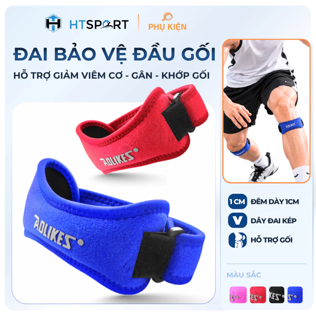 Đai Bảo Vệ Đầu Gối Aolikes A-7919, Bó Gối Thể Thao Tránh Chấn Thương Tập Gym Chạy Bộ Bóng Đá