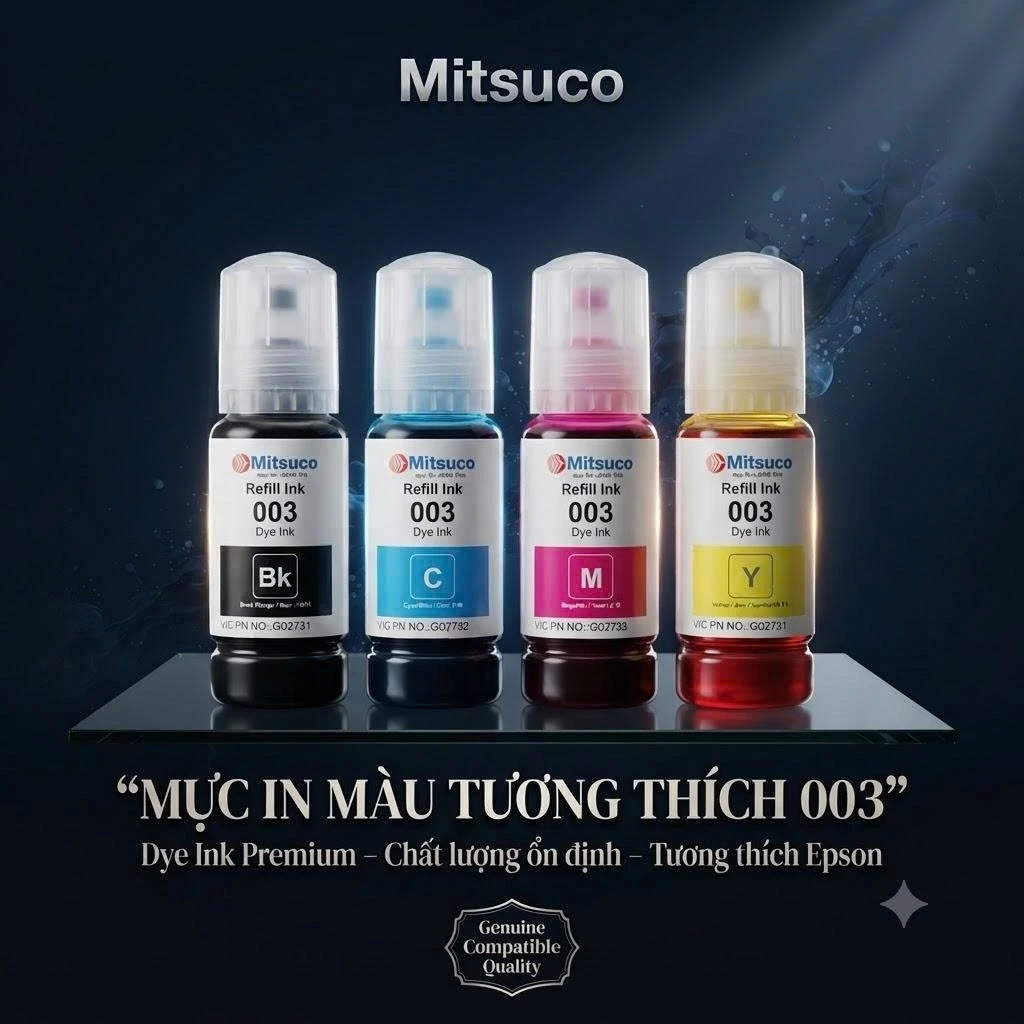 Mực In Mitsuco 003 Thay Thế Epson 003 Cho L1110 L3110 L3150 L3210 L3250 L5190 - Mực In Màu Cao Cấp Giá Rẻ [HÀNG CÓ VAT]