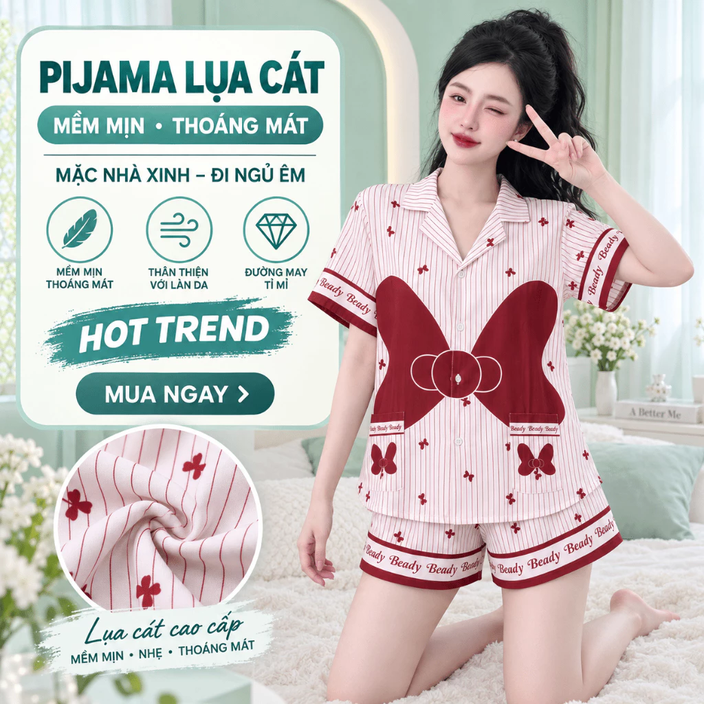 Bộ Đùi Beautyful  đùi 3 màu lụa Có zise  40-70kg, Pijama Lụa Màu Sắc Tươi Sáng - Năng Động Mỗi Ngày