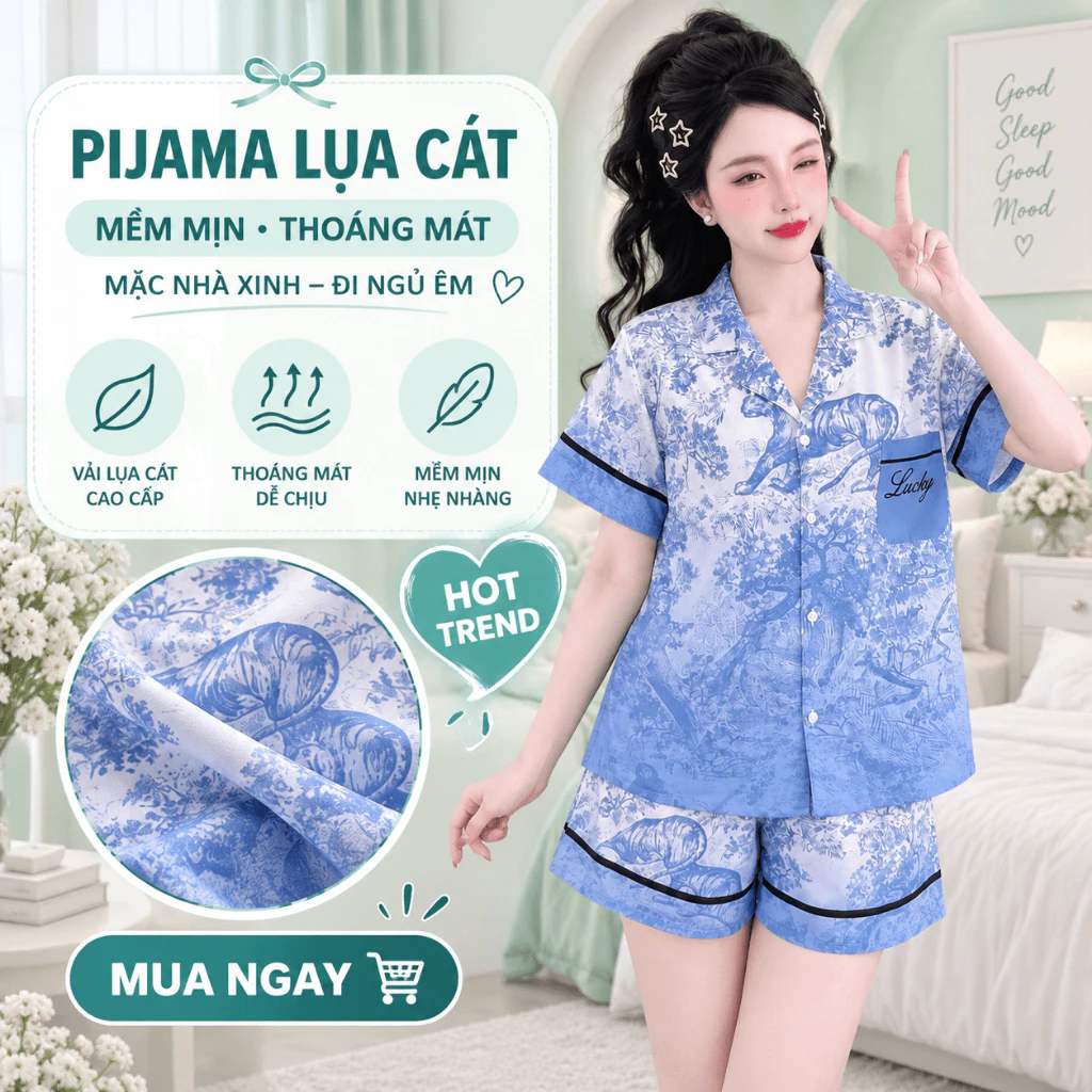Tổng Hợp 20 Bộ Pijama Lụa Cộc Đùi HotTrend Size 40- 70 kg