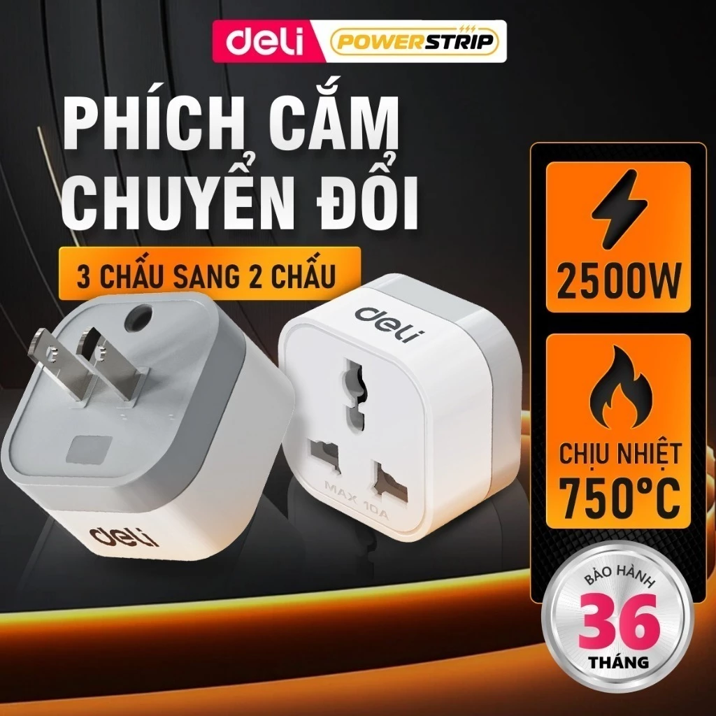 Phích Chuyển Đổi Du Lịch Deli Nhỏ Gọn, Phù Hợp Tiêu Chuẩn Anh, Mỹ, Nhật, Úc, Châu Âu