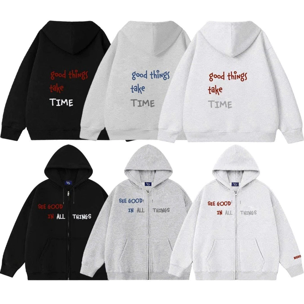 Áo Khoác Hoodie Zip Nỉ Ép Cotton NQ30 GOOD Form Boxy Nam Nữ Unisex