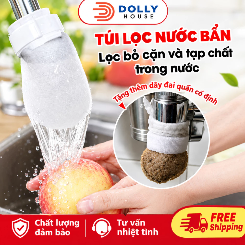Combo 100 Túi lọc vòi nước đa năng Giữ cặn bẩn Tạp chất Cải thiện chất lượng nước sinh hoạt