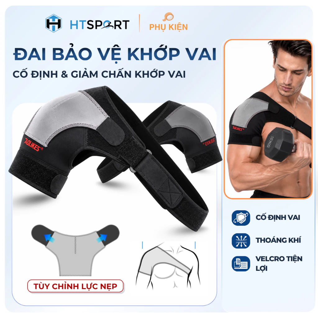 Đai Bảo Vệ Khớp Vai Aolikes A-1697 Nam Nữ Chính Hãng, Đai Quấn Cố Định Giảm Chấn Thương Thể Thao Gym