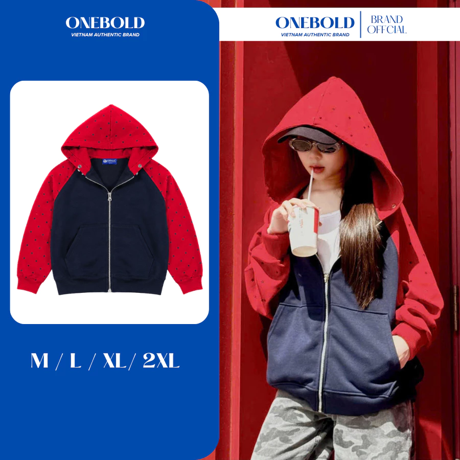 Áo Khoác “NGÔI SAO ĐỎ ĐÔ ” HOODIE ZIP ONEBOLD 400GSM, Áo Khoác NỈ CHÂN CUA Cá Tính Nam Nữ Unisex Phong Cách