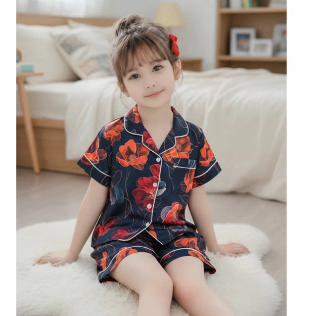 Bộ pijama bé gái vải latin họa tiết dễ thương | Đồ ngủ bé gái mềm mát, chất cao cấp, mặc ở nhà