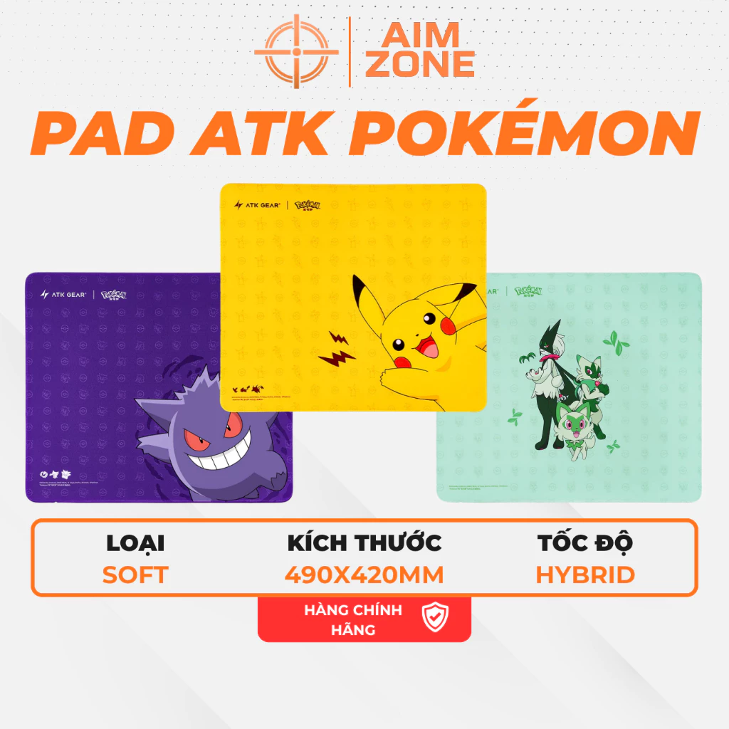 Lót Chuột Gaming ATK Pokémon Collaboration | Đế Poron Cao Cấp | Pad HYBRID - Hàng Chính Hãng