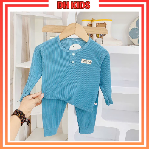 [D05] Đồ bộ tay dài tay cổ trụ chất thun tăm cho bé trai và bé gái - DH KIDS