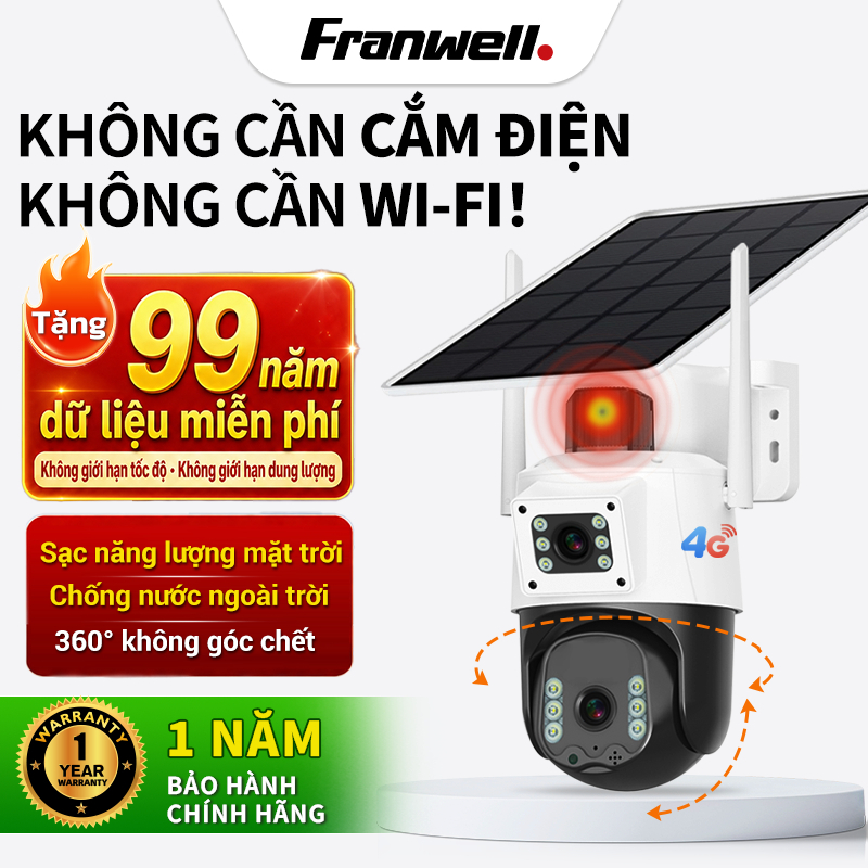Camera 4G ngoài trời năng lượng mặt trời, miễn phí data trọn đời, không giới…