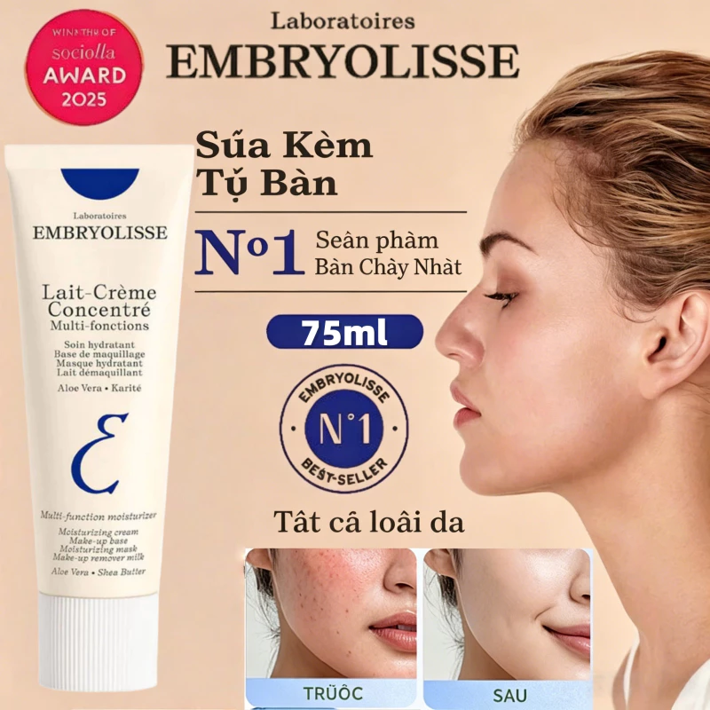 【75ml】Kem dưỡng ẩm cô đặc EMBRYOLISSE Lait-Creme Concentre | Kết cấu kem mềm mịn, làm dịu làn da nhạy cảm, dễ tổn thương