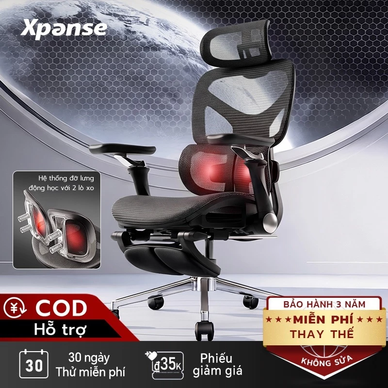 ghế công thái học Xpanse T9 ghế gaming đệm lưng kép 4 lò xo, lưới du pont ghế xoay văn phòng ghế làm việc