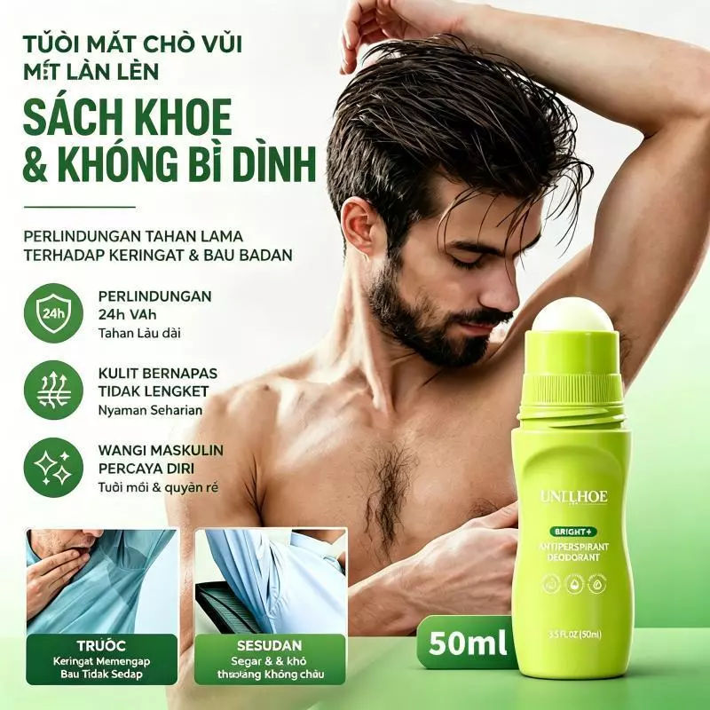 UNELHOE Lăn khử mùi dưới cánh tay, ngăn mồ hôi hiệu quả 48h