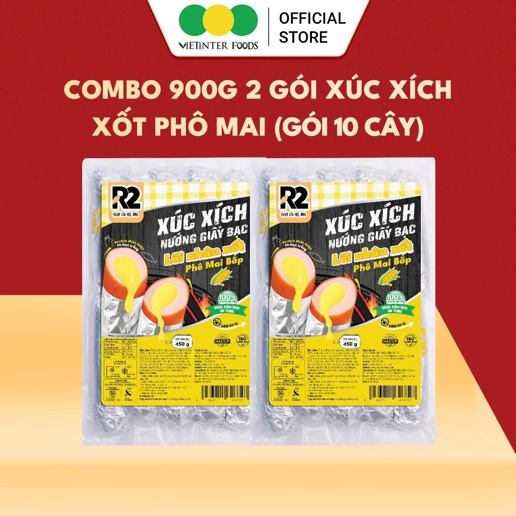 Xúc Xích Nướng Giấy Bạc Nhân Phô Mai R2 Vietinter Foods