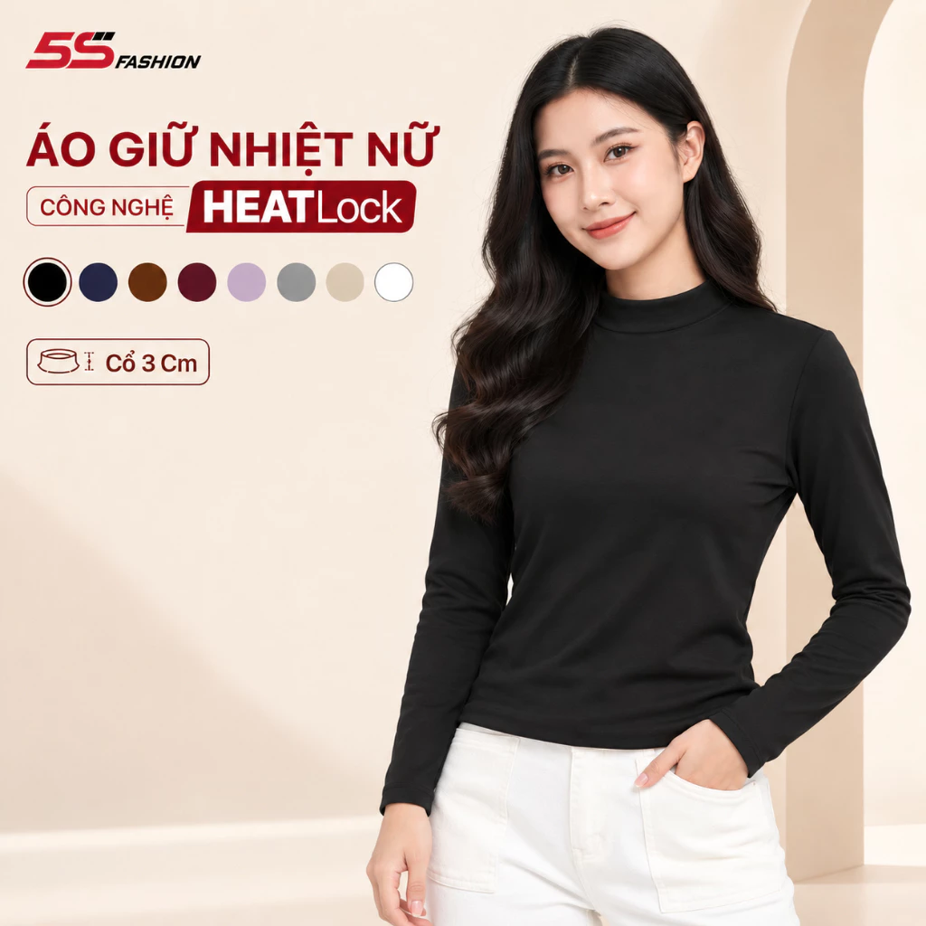 [SVIP X 5S] Áo Giữ Nhiệt Nữ Extra-warm 5S FASHION Lót Bông Nỉ Cực Ấm, Trơn Basic 01-W0AGNR5011
