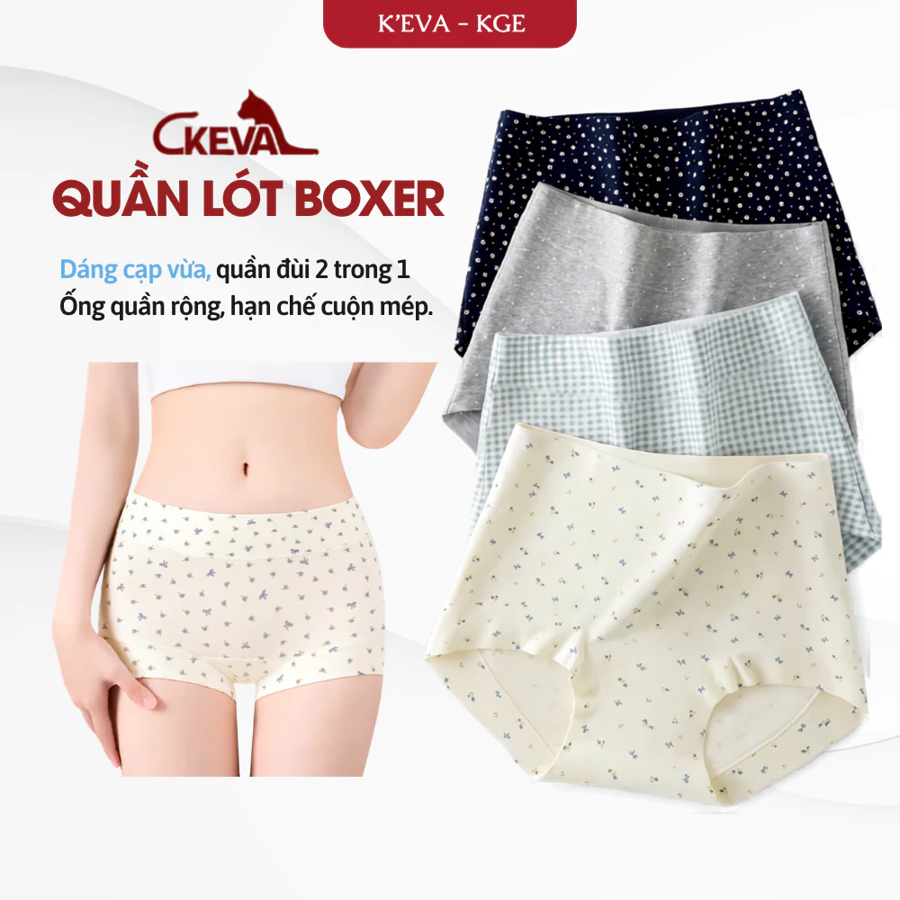 Quần Lót Boxer Nữ Cotton Kháng Khuẩn Cạp Cao Tôn Dáng Ôm Nâng Mông Tự Nhiên