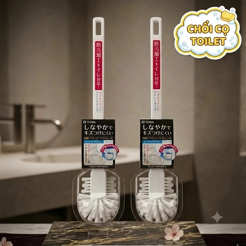 Chổi Cọ Toilet Đầu Vuông/Tròn Kerei - Chổi Cọ Vệ Sinh Bồn Cầu Inochi Nhật Bản