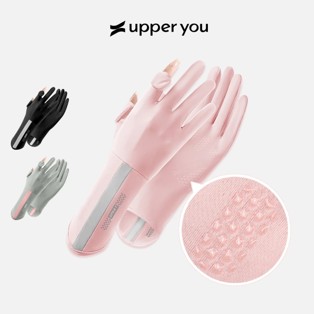 [SHOPPE VIP] Bao Tay Nữ Chống Nắng UV Mát Lạnh Đệm Silicon Chống Tuột Upper You, Mở Đầu Ngón Tay - GLF01