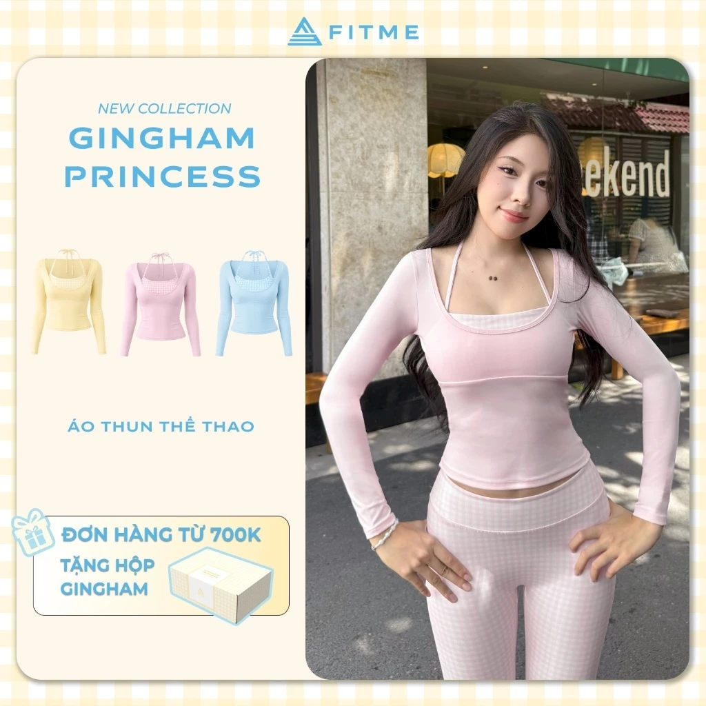 Áo tập gym, yoga, pilates nữ Fitme Daisy SL có mút nâng ngực, tôn eo, thoáng khí ATSL03