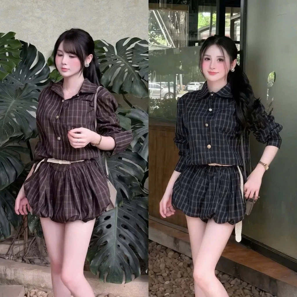 (Jum Kèm Đai):Jum Kẻ Dài Tay Cổ Sơ Mi Túi Ngực Chân Bí Chất Linen Nhẹ Mát Tặng Kèm Đai Xoắn Kem 2 màu-Ảnh Thật Lollaye