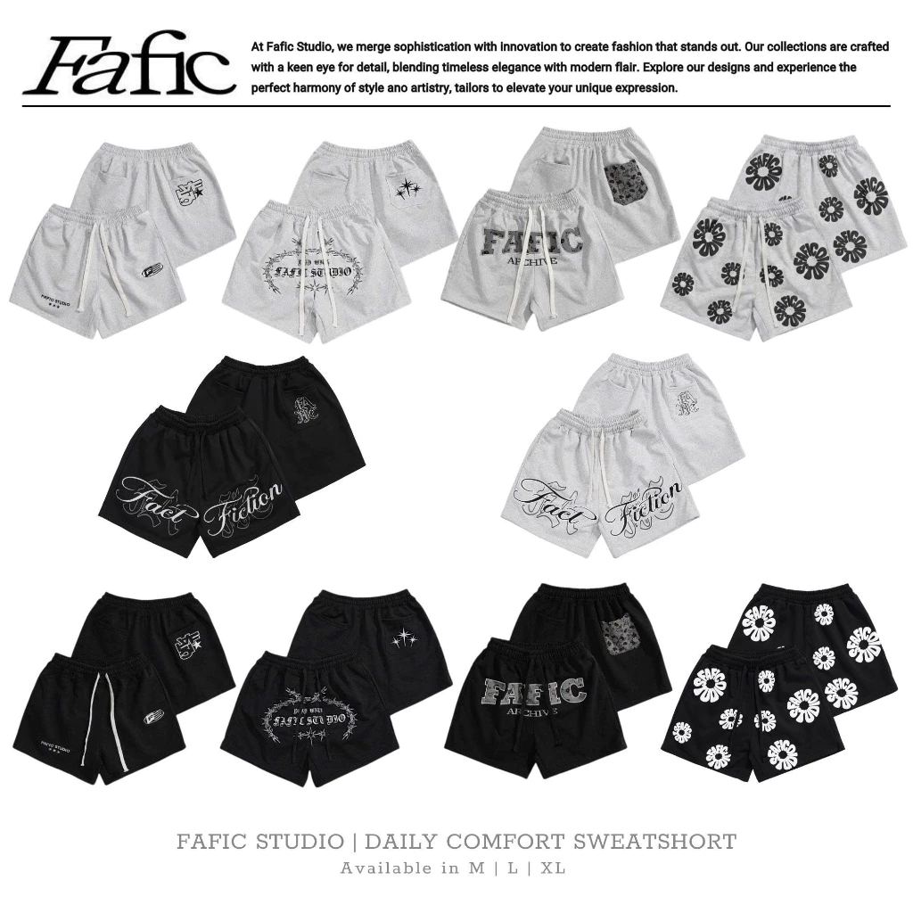 Quần short nỉ nam nữ  FAFIC vải chân cua form trên gối ống rộng - SWEATSHORTS STYLE UNISEX - SFD