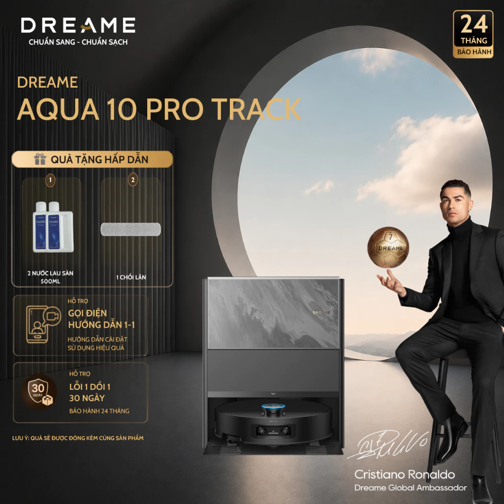 Robot Hút Bụi Lau Nhà Dreame Aqua 10 Pro Track | Leo Bậc Linh Hoạt 60mm | Tự Động Đổ Rác | Bảo Hành 24 Tháng