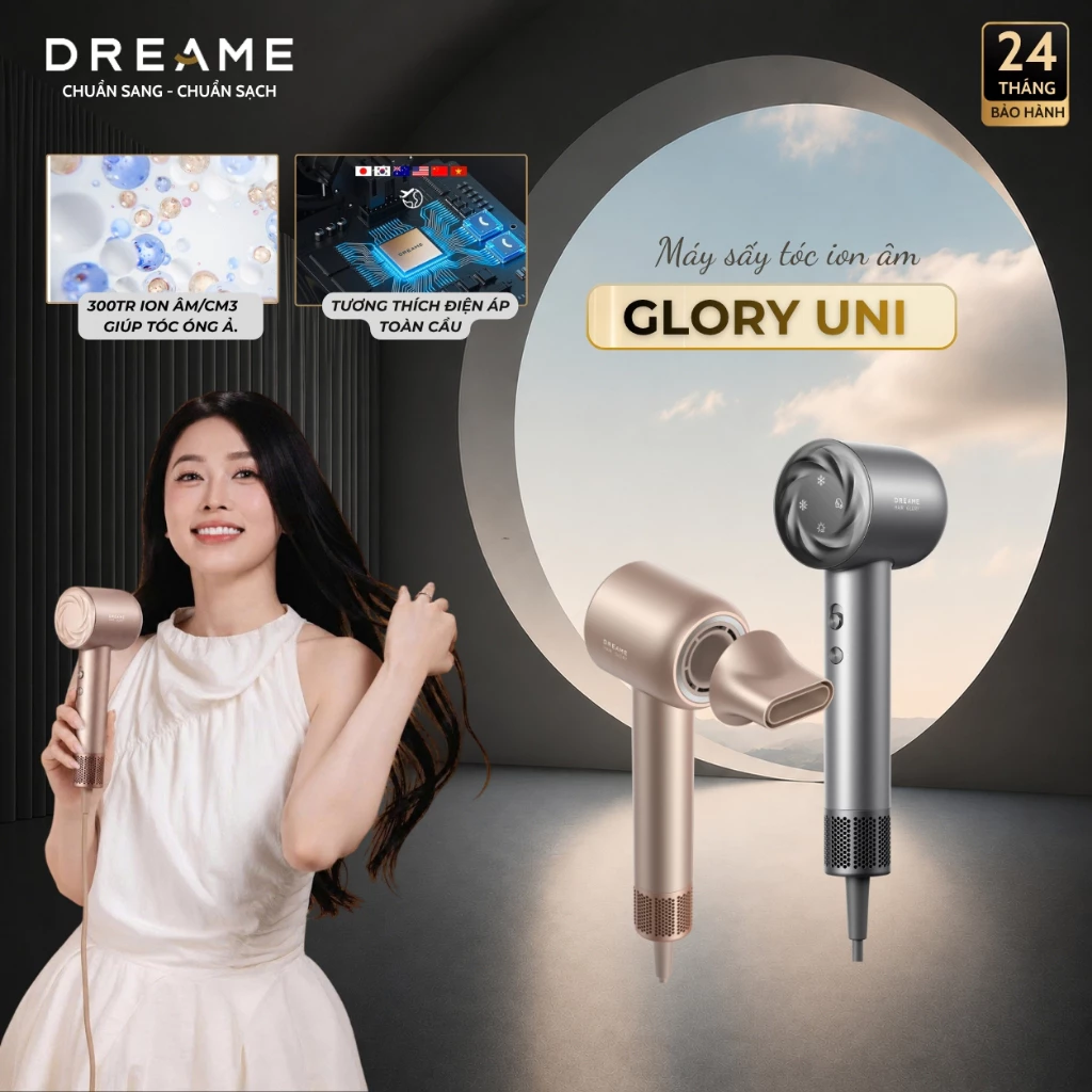 Máy Sấy Tóc Ion Âm Dreame Hair Glory Uni | Hỗ Trợ Hấp Thụ Tinh Chất Dưỡng Tóc | Sấy Khô Siêu Tốc | Bảo hành 24 Tháng