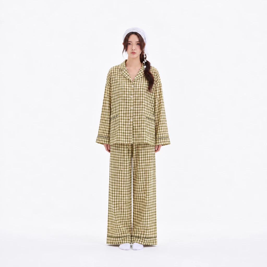 [ Fit To Sleep ] - Pijama Dewy - Form Oversize - Mềm Mịn Mặc Ở Nhà Hiện Đại - Thỏa Mái - Thời Trang - Màu Sọc Xanh