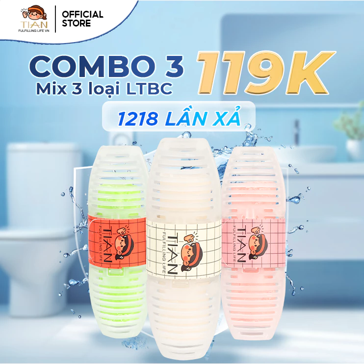 [COMBO 3 GIÁ HỜI] Lọ Treo Bồn Cầu TIAN – 400 Lần Xả, Tạo Bọt Khử Mùi Thơm Tự Nhiên, Diệt Khuẩn E.coli 99.9%