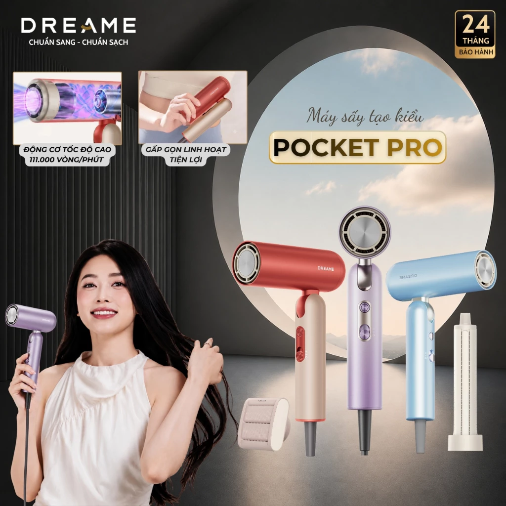 Máy Sấy Tạo Kiểu Tóc Dreame Hair Pocket Pro | Tạo Kiểu Đa Năng | Chăm Sóc Tóc Thông Minh | Bảo Hành 24 Tháng