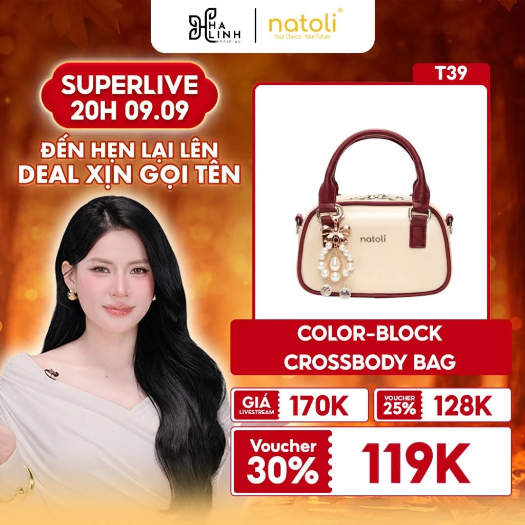 [VHL x NATOLI] Túi đeo chéo da nam nữ NATOLI, túi xách cầm tay nam nữ chống nước cao cấp Color-Block Crossbody Bag T39