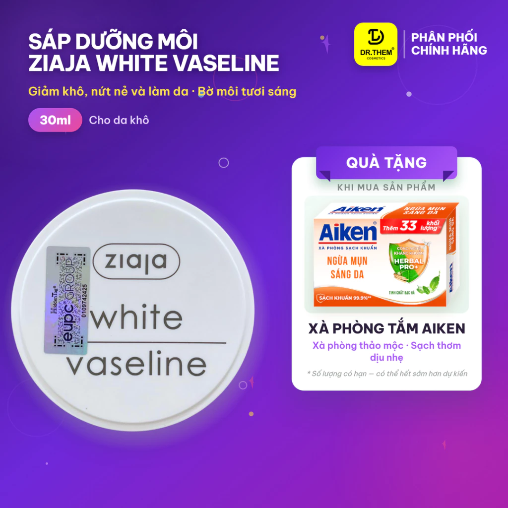 Sáp Vaseline Dưỡng Môi Tái Tạo Da Ziaja White Vaseline 30ml - Dr Thêm