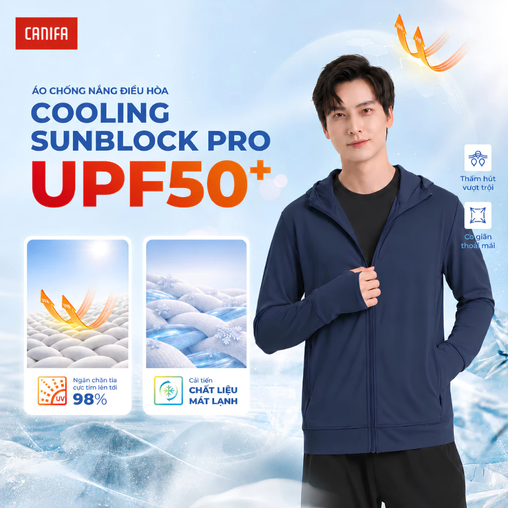 Áo khoác chống nắng nam CANIFA MEN co giãn thoáng mát mẫu mới nhất 2026 chống tia UV 8OT26S003