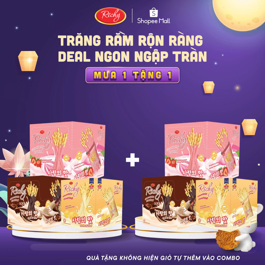 [ MUA 1 TẶNG 1, MUA 2 TẶNG 2,...] WISMO BÁNH QUE PHỦ KEM VỊ SOCOLA / DÂU / VANI – HỘP 400G (20 GÓI NHỎ), back to school