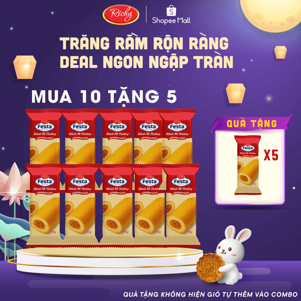 [MUA 10 TẶNG 5] Combo 10 Bánh mì Hotdog Vị Gà nướng Phô mai 42g, HSD 35 ngày