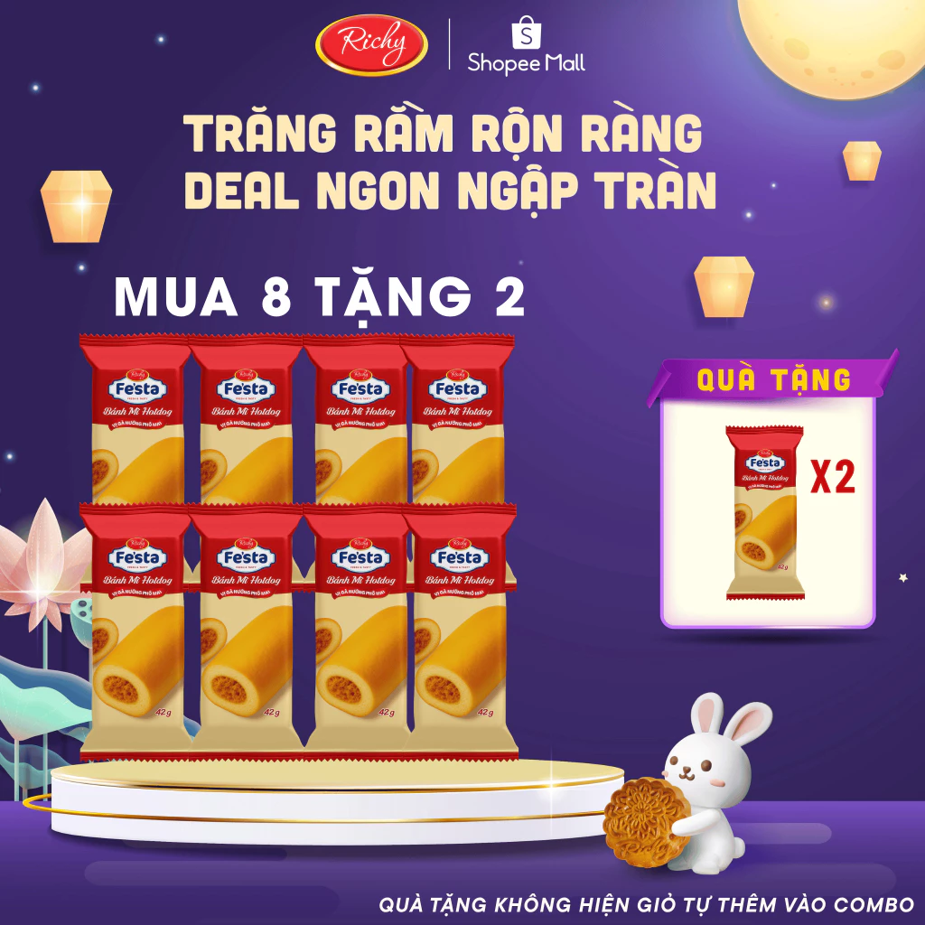 [MỚI | MUA 8 TẶNG 2] Combo 8 Bánh mì Hotdog Vị Gà nướng Phô mai 42g, HSD 35 ngày