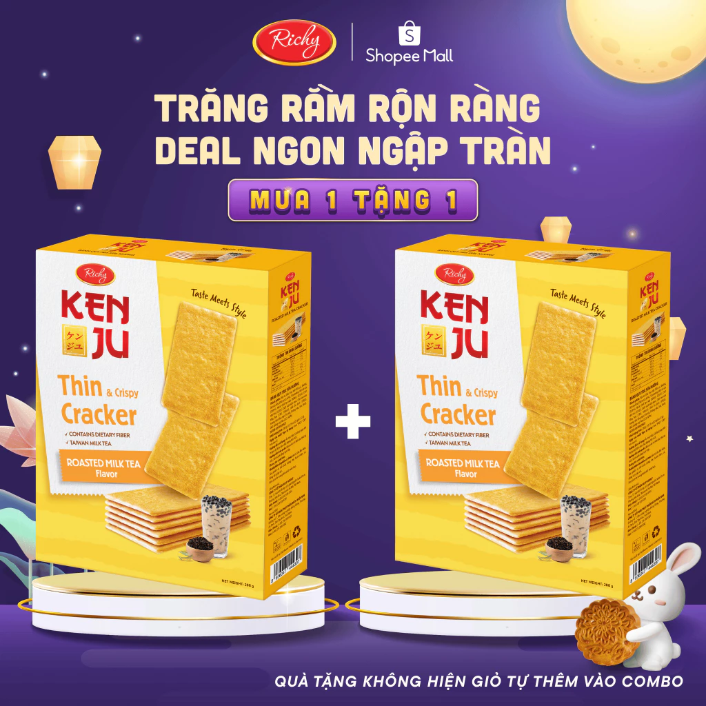 [MUA 1 TẶNG 1] KENJU trà sữa 288gram, bánh kẹo Richy Date t1/2027