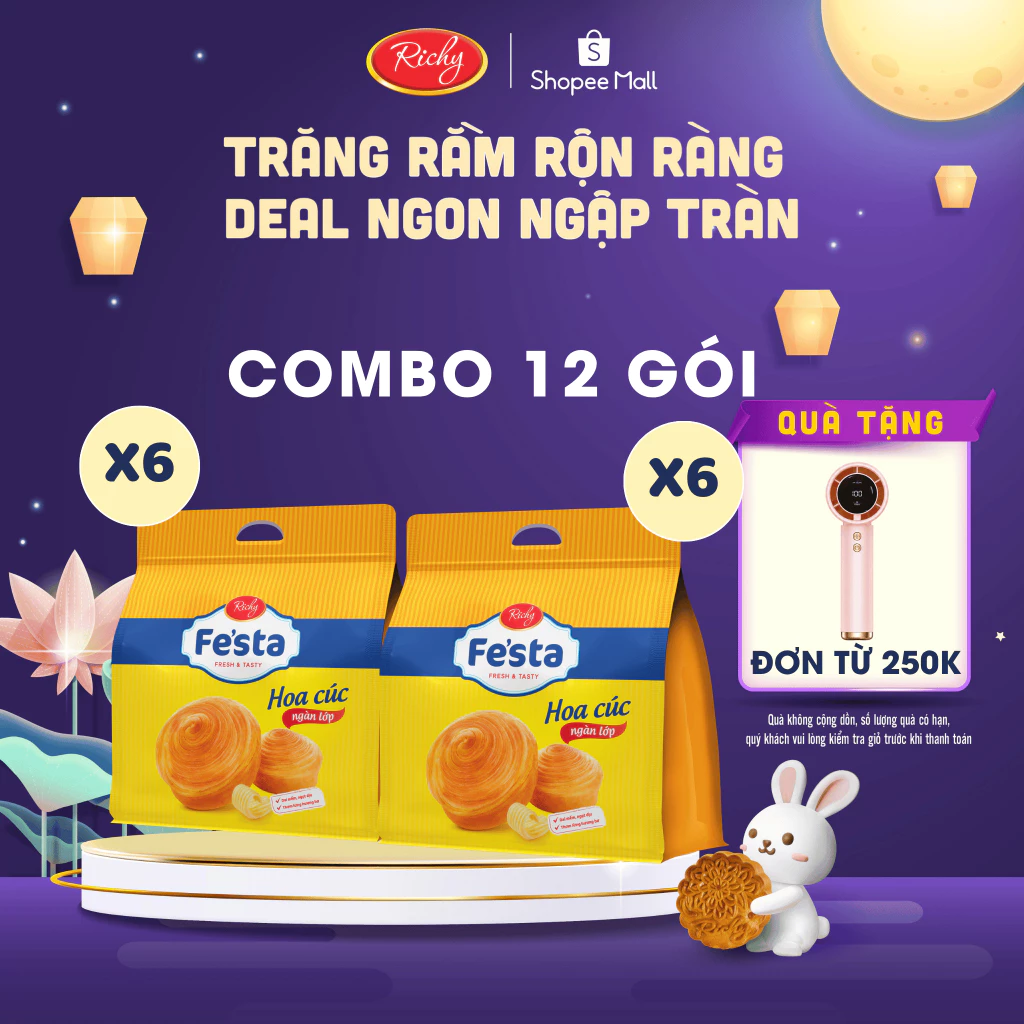 [TẶNG  QUẠT ĐƠN TỪ 250K] Combo 10 - 12 Bịch Bánh Mì Hoa Cúc, Bịch 3 Bánh, Bánh ăn sáng, Bánh kẹo Richy - HSD 35 ngày
