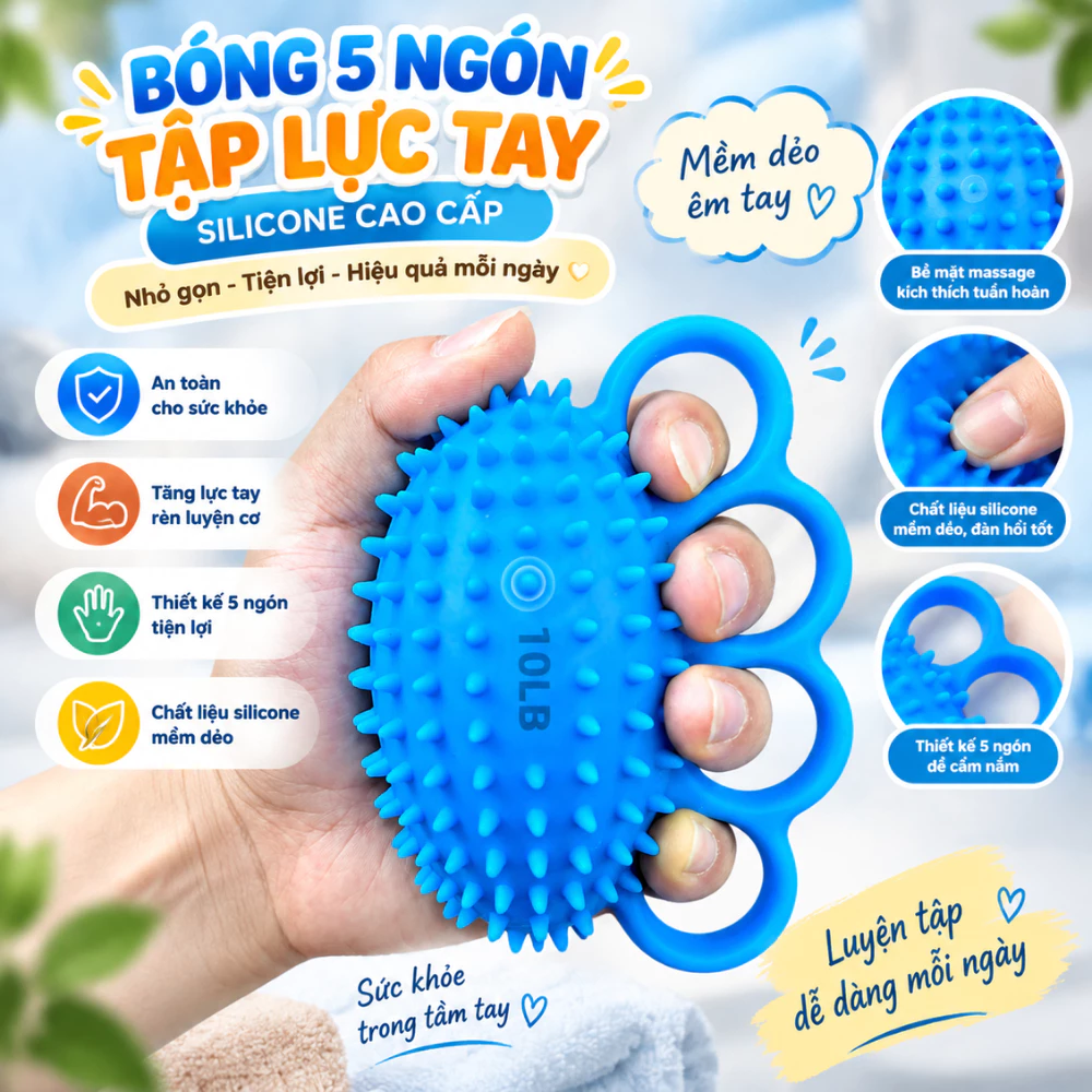 Bóng Gai Tập Lực Bóp Tay, Dụng Cụ Tập Phục Hồi Tay, Massage Lòng Bàn Tay, Tăng Độ Linh Hoạt Ngón Tay