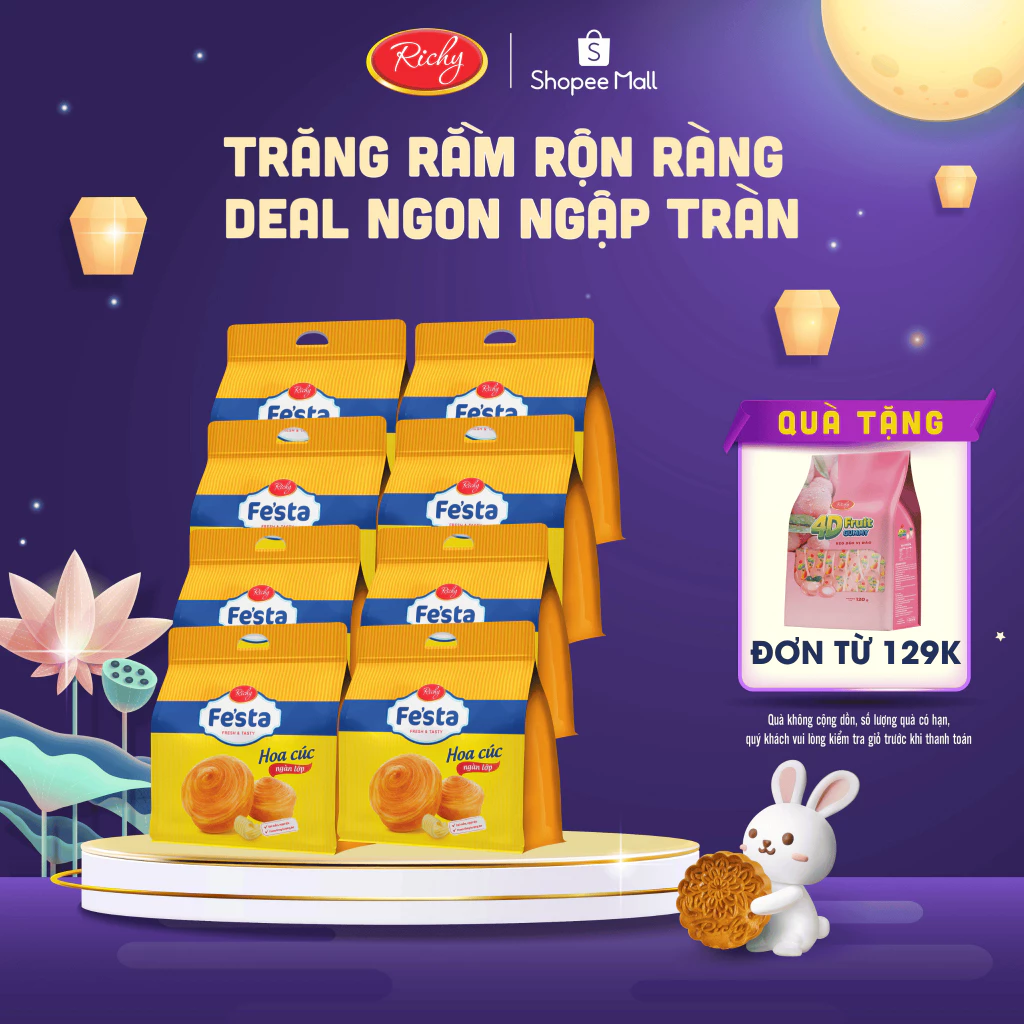 [TẶNG QUÀ ĐƠN TỪ 129K] Combo 8 Bịch Bánh Mì Hoa Cúc Ngàn Lớp, Bịch 3 Bánh,Bánh kẹo richy back to school