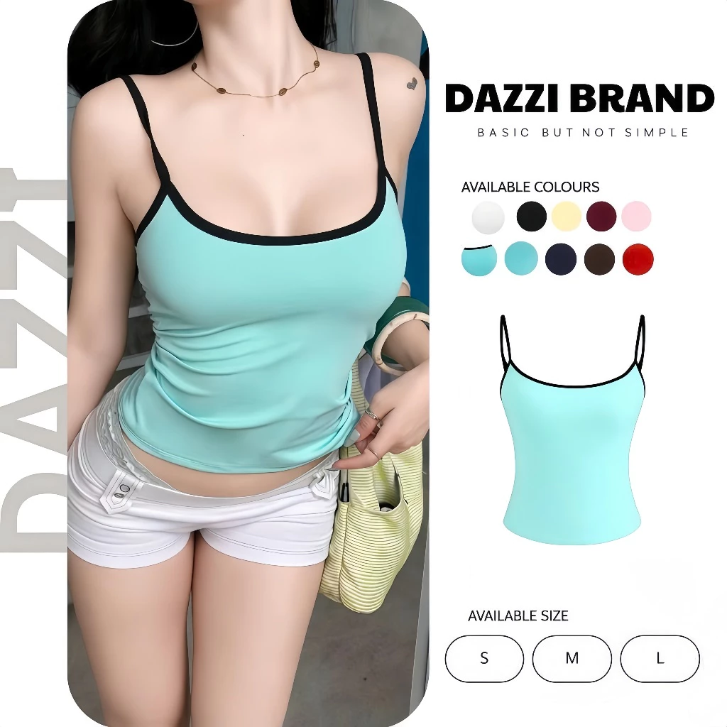 Áo 2 dây nữ basic ôm dáng,áo hai dây chất thun cotton mịn tôn dáng DAZZI Women A057