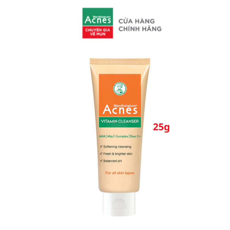 [QUÀ TẶNG KHÔNG BÁN] Minisize Sữa rửa mặt vitamin làm sáng da, mờ sẹo thâm dạng kem Acnes Vitamin Cleanser 25g