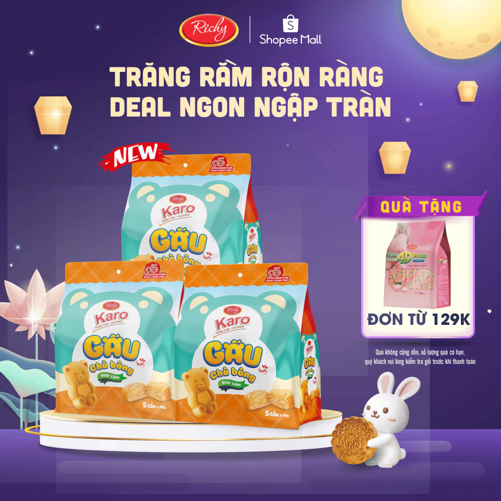 [NEW] [TẶNG QUÀ ĐƠN TỪ 129K] Combo 3 Karo Gấu chà bông, Bánh kẹo Richy back to school